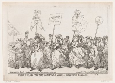 Procesja do Hustings po udanych płótnach, 30 kwietnia 1784., 30 kwietnia 1784. autorstwa Thomas Rowlandson