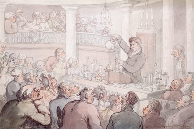 Profesor F Accum wykłada w Surrey Institute, Londyn, 1809 autorstwa Thomas Rowlandson