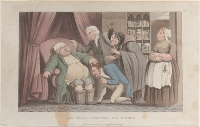 Quae Genus odkrywa swojego ojca, z The History of Johnny Quae Genus, The Li..., 1 stycznia 1822. autorstwa Thomas Rowlandson