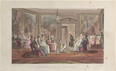 Quae Genus wydaje wielką imprezę, z The History of Johnny Quae Genus, The Li..., 1 lutego 1822. autorstwa Thomas Rowlandson