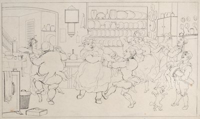 Quae Genus w sporcie kuchni, z The History of Johnny Quoe Genus: the Littl..., 1822. autorstwa Thomas Rowlandson