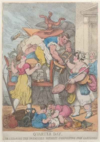 Dzień rozliczeniowy, czyli opuszczenie lokalu bez konsultacji z wynajmującym autorstwa Thomas Rowlandson