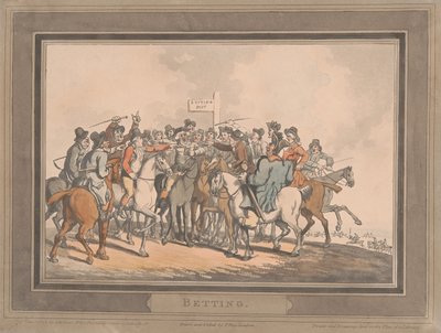 Wyścigi [zestaw sześciu]:  6. Zakłady autorstwa Thomas Rowlandson