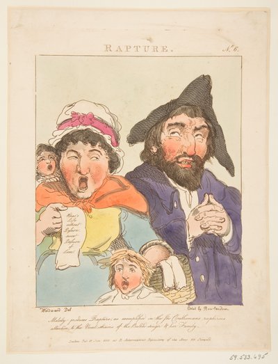 Rapture Le Brun Travested, czyli karykatury namiętności, 21 stycznia 1800 r. autorstwa Thomas Rowlandson