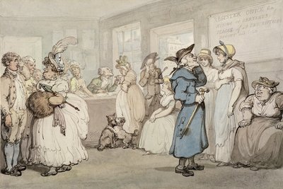 Urząd Stanu Cywilnego Zatrudnienia Sług, ok. 1805 (pióro i atrament z akwarelą na papierze) autorstwa Thomas Rowlandson
