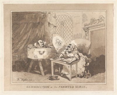 Zmartwychwstanie, czyli Przestraszona pielęgniarka autorstwa Thomas Rowlandson