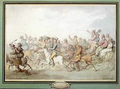 Powrót z wyścigów w Epsom, 1823 (pióro, wc i ołówek na papierze) autorstwa Thomas Rowlandson
