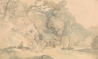 Scena nad rzeką z małymi łodziami autorstwa Thomas Rowlandson