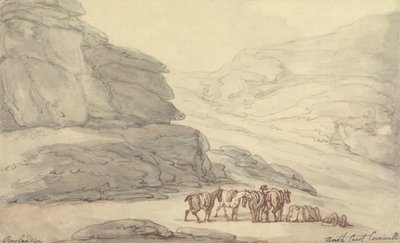 Skalista scena na północnym wybrzeżu w Kornwalii (pióro i atrament oraz akwarela na papierze) autorstwa Thomas Rowlandson