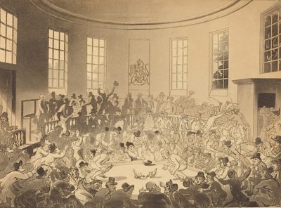 Royal Cock Pit, opublikowany w 1808 roku. autorstwa Thomas Rowlandson
