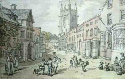 Saint Austell, Kornwalia (pióro i akwarela na papierze) autorstwa Thomas Rowlandson