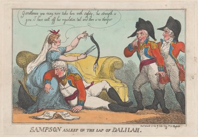 Sampson śpi na kolanach Dalilah, 19 marca 1809., 19 marca 1809. autorstwa Thomas Rowlandson