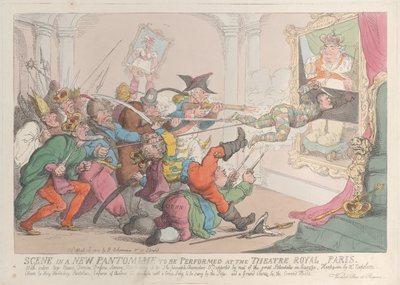 Scena z nowej pantomimy do wystawienia w Theatre Royal Paris, 12 kwietnia 1815, 12 kwietnia 1815 autorstwa Thomas Rowlandson