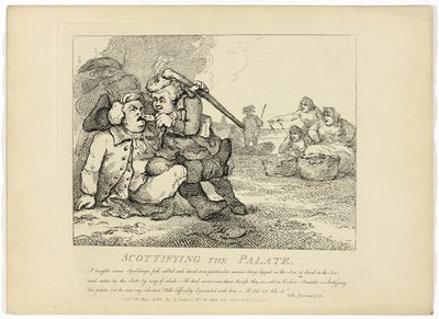 Scottifiying the Palate, z podróży Boswella po Hebrydach autorstwa Thomas Rowlandson