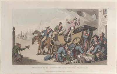Poszukiwane przez Douanierów na francuskich granicach, z Journal of Sentimental Travels w..., 1821. autorstwa Thomas Rowlandson