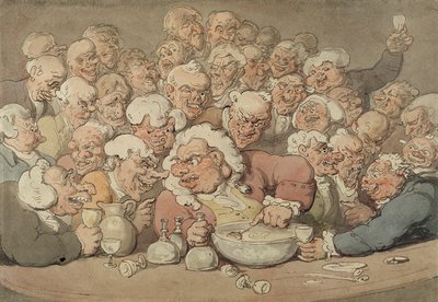 Serving Punch, ok. 1815-20 (pióro i atrament oraz akwarela na ołówku na papierze) autorstwa Thomas Rowlandson