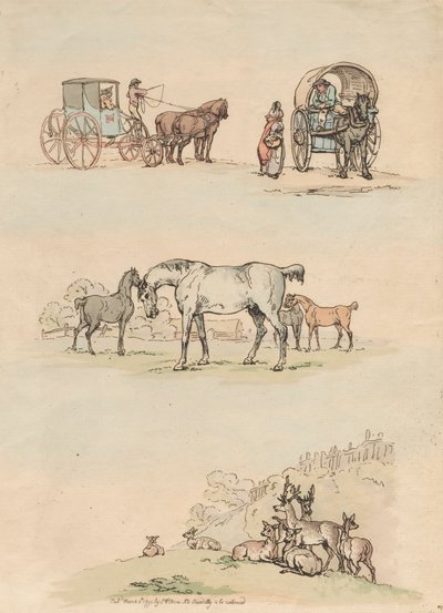 Zestaw szesnastu: zarysy postaci i krajobrazy autorstwa Thomas Rowlandson