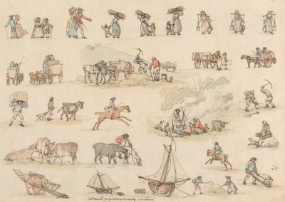 Conjunto de dezesseis: Contornos de Figuras e Paisagens Polonesas autorstwa Thomas Rowlandson