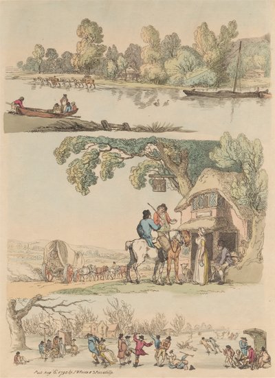 Zestaw szesnastu: zarysy postaci i pejzaże autorstwa Thomas Rowlandson