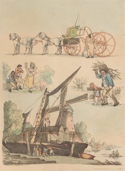 Zestaw szesnastu: zarysy postaci i pejzaże autorstwa Thomas Rowlandson