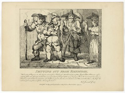 Wyruszenie z Edynburga, z podróży Boswella po Hebrydach autorstwa Thomas Rowlandson