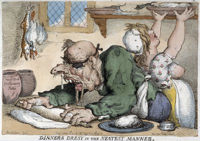 Chory mężczyzna przygotowujący posiłek – rysunek autorstwa Rowlandsona autorstwa Thomas Rowlandson