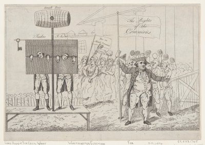 Sir Cecil Wray w pręgierzu, 7 maja 1784., 7 maja 1784. autorstwa Thomas Rowlandson