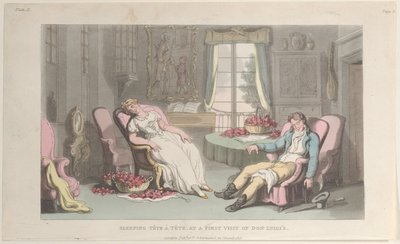 Śpiące Tête à Tête, podczas pierwszej wizyty Don Luigiego, z Neapolu i Kampanii..., 1 czerwca 1815. autorstwa Thomas Rowlandson