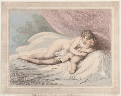 Śpiąca Wenus przytulająca dziecko, 1 stycznia 1799., 1 stycznia 1799. autorstwa Thomas Rowlandson