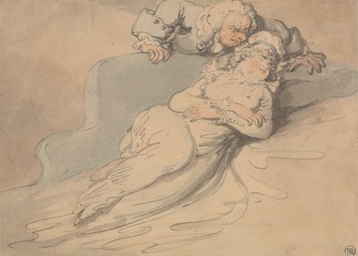Śpiąca kobieta obserwowana przez mężczyznę autorstwa Thomas Rowlandson
