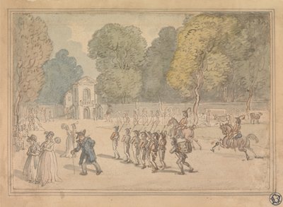 Żołnierze w St. James Park autorstwa Thomas Rowlandson