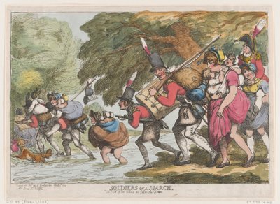 Żołnierze w marcu, 1 kwietnia 1808 r., 1 kwietnia 1808 r. autorstwa Thomas Rowlandson