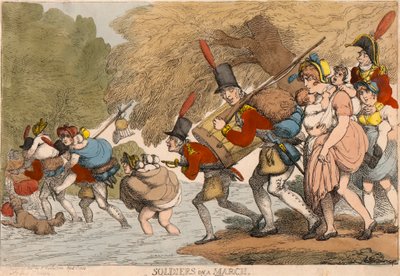 Żołnierze w marszu: „Aby spakować swoje łachmany i podążać za bębnem” autorstwa Thomas Rowlandson