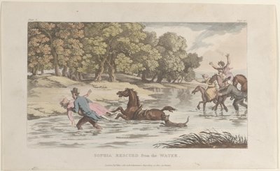 Sophia uratowana z wody, z The Vicar of Wakefield, 1 maja 1817, 1 maja 1817. autorstwa Thomas Rowlandson