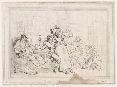 Sala sportowców, czyli odpoczywający myśliwi na lisy autorstwa Thomas Rowlandson