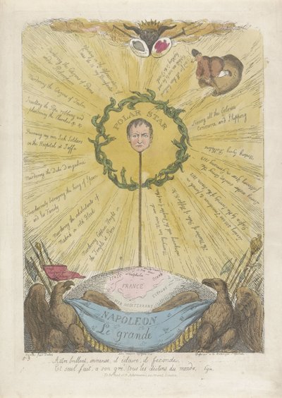 Karykatura przedstawiająca Napoleona jako gwiazdę polarną, 1813 r. autorstwa Thomas Rowlandson