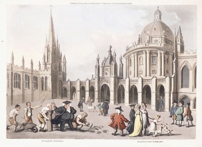 Kościół Mariacki i Biblioteka Radcliwska, 1809-1811 autorstwa Thomas Rowlandson