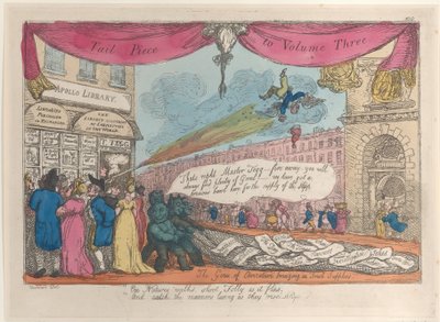Kawałek ogona do tomu trzeciego: Genii karykatury przynoszące świeże zapasy, 1808-21., 1808-21. autorstwa Thomas Rowlandson