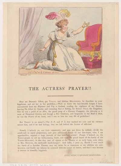 Modlitwa aktorki!!, 10 sierpnia 1801 r., 10 sierpnia 1801 r. autorstwa Thomas Rowlandson