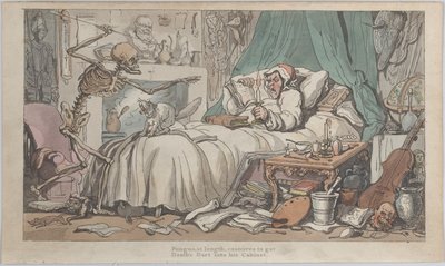 Ostatnia wola i testament antykwariatu z angielskiego Taniec śmierci, tom. I, tablica 2..., 1816. autorstwa Thomas Rowlandson