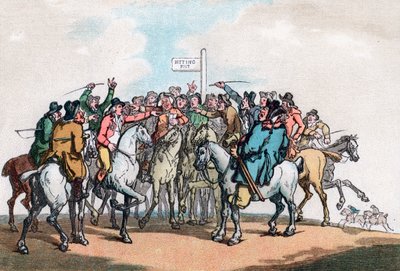 The Betting Post, Humours of Fox Hunting, 1799. autorstwa Thomas Rowlandson