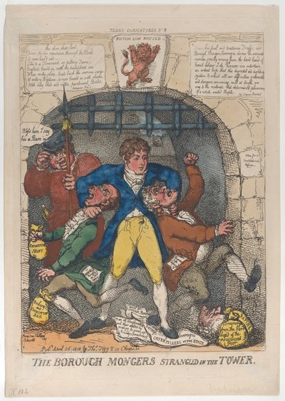 Borough Mongers uduszeni w wieży, 26 kwietnia 1810 r., 26 kwietnia 1810 r. autorstwa Thomas Rowlandson