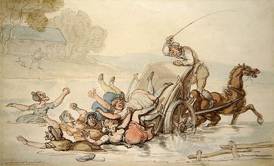 Carter i Cyganie (pióro i atrament oraz akwarela na papierze) autorstwa Thomas Rowlandson