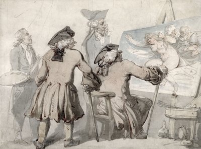 The Connoisseurs, ok. 1790 (pióro, tusz i akwarela na graficie na oprawionym papierze tkanym) autorstwa Thomas Rowlandson