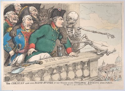 Korsykanin i jego ogary przy oknie Thuilleries patrząc na P..., 16 kwietnia 1815. autorstwa Thomas Rowlandson