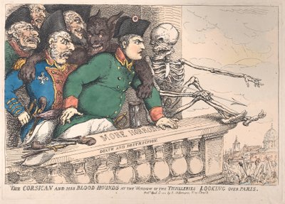 Korsykanin i jego ogary przy oknie Thuilleries patrząc na P..., 16 kwietnia 1815. autorstwa Thomas Rowlandson