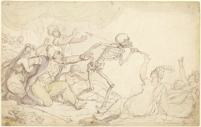 Taniec śmierci: Nabob schwytany w swoim haremie autorstwa Thomas Rowlandson