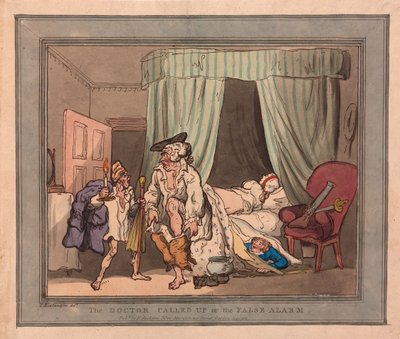 Wezwany lekarz lub fałszywy alarm, wyd. 1786 (ręcznie kolorowane grawerowanie) autorstwa Thomas Rowlandson