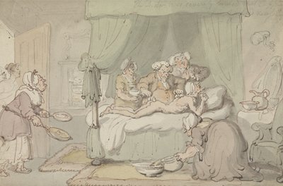„Doktor jest tak poważnie posiniaczony, że bańka jest uznana za niezbędną”, ok. 1810 (akwarela z piórem i atramentem na papierze) autorstwa Thomas Rowlandson