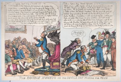 Podwójny huk lub diabelski chochlik modlący się o pokój, 1 stycznia 1814 r., 1 stycznia 1814 r. autorstwa Thomas Rowlandson